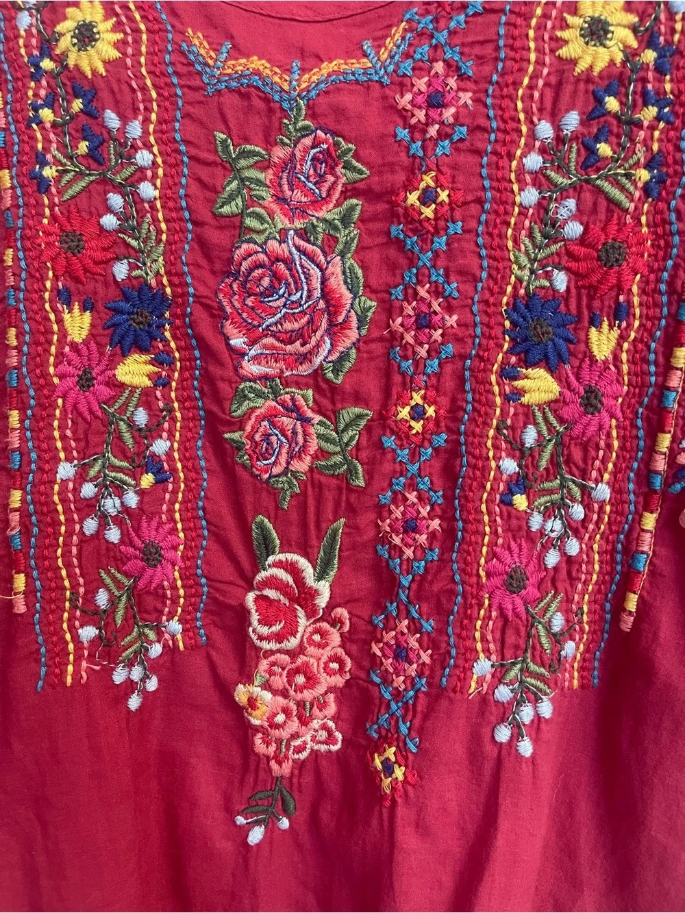 Johnny Was Claude Embroidered Peasant Blouse Tunic Top Boho Festival - Picture 7 of 11